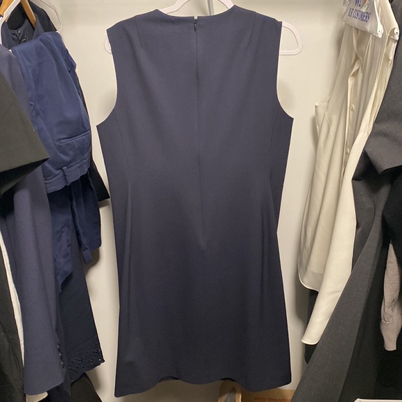 Navy Theory Sleeveless Lined Fitted Dress in Good Wool Size 18 - Picture 5 of 6